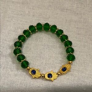 Chic Green and Gold Beaded Bracelet
